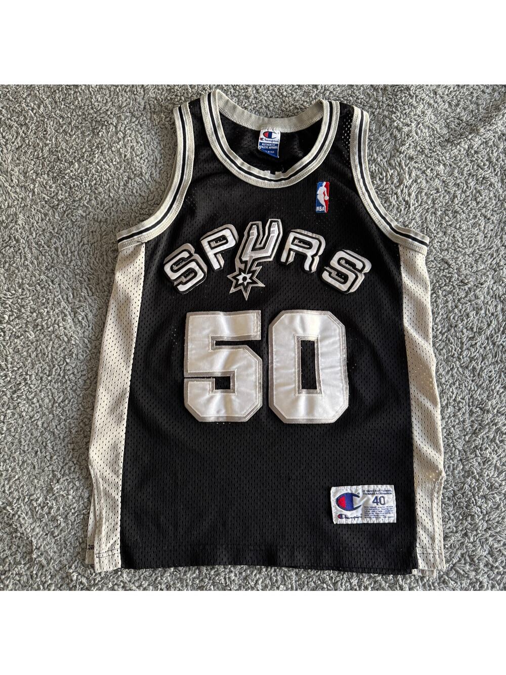 100% Authentic Champion David Robinson NBA San Antonio Spurs Black Jersey M 40